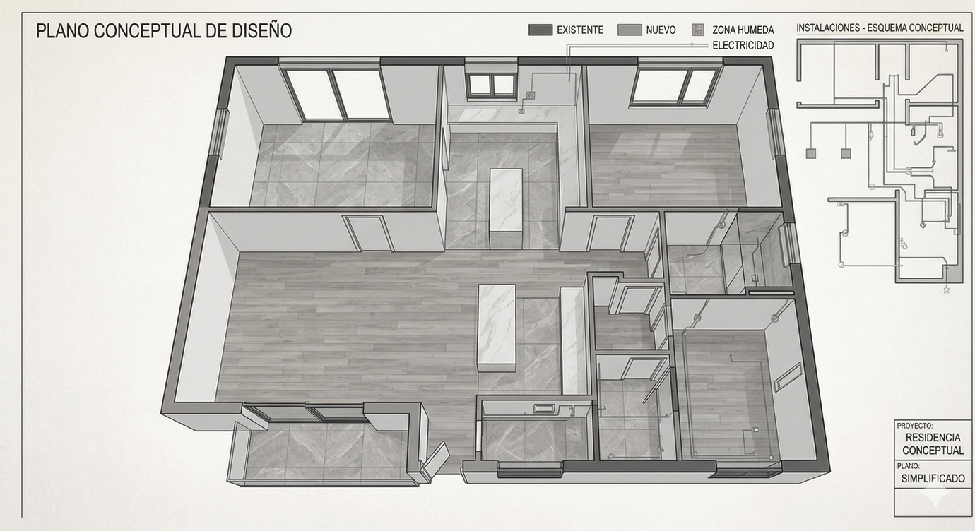 Reforma integral de vivienda: salón y zonas comunes renovadas