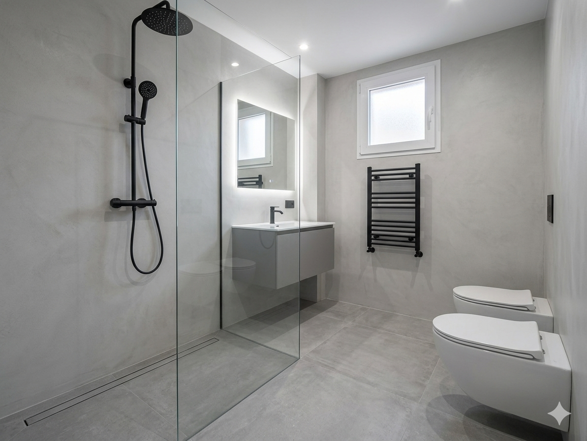Baño reformado con ducha a ras de suelo (después)