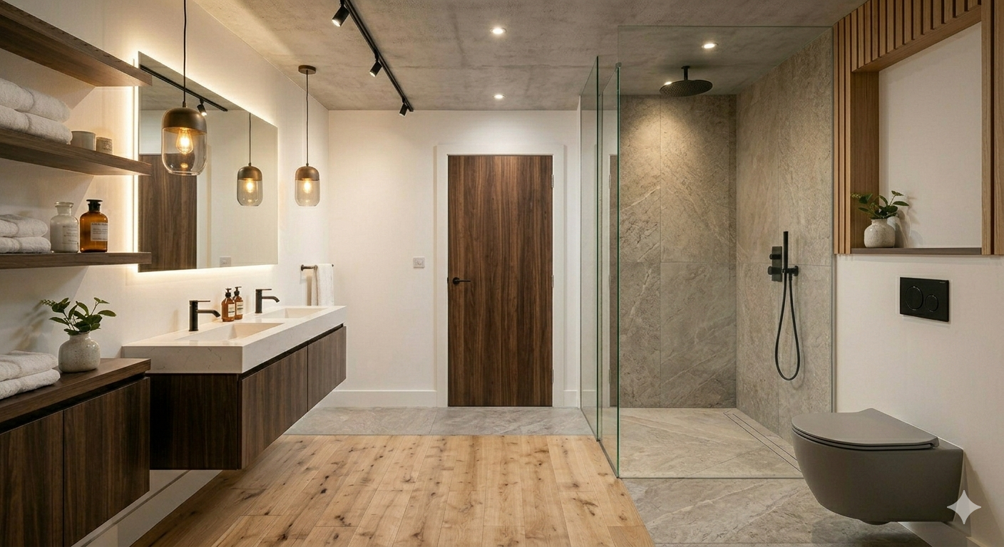 Reforma de baño con alicatado y grifería moderna